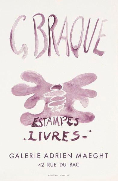 Georges BRAQUE Galerie Maeght - Estampes-Livres, 1958 Affiche originale. Imp. Mourlot,...