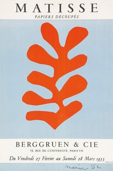 Henri MATISSE Galerie Berggruen - Papiers Découpés, 1953. Affiche originale. Imp....