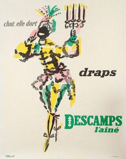 VILLEMOT Drap Descamps-l'Ainé Imp. L. Degoie, Paris. Entoilée. B.E. 160 x 120 cm