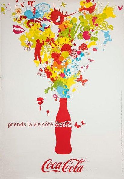 ANONYME Coca Cola - Prends la vie du bon côté. Non entoilée. B.E. (déchirures). 160...