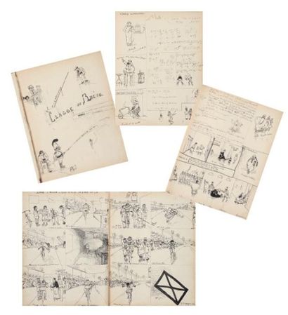 Jean-Émile LABOUREUR. Classe de Rhéto. Manuscrit autographe avec dessins, 1893-1894....