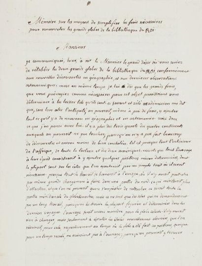 [Globes de CORONELLI]. Noël Andrey dit le Père CHRYSOLOGUE DE GY (1728-1808) capucin...
