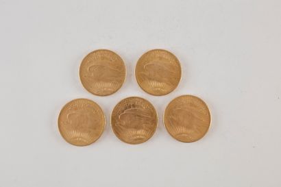 null 5 pièces de 20 Dollars en or. Type Saint Gaudens. 1924 (5)