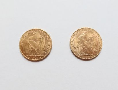 null 2 pièces de 20 Francs en or. Type Coq. 1909 - 1911.