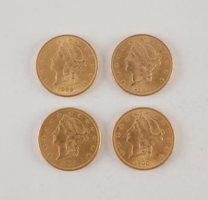 null 4 pièces de 20 Dollars en or. Type Liberty. 1899 - 1899 S - 1900 - 1903