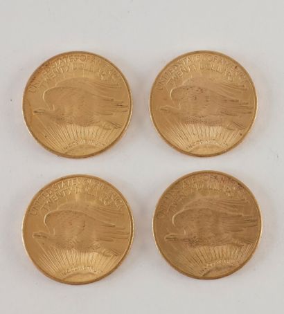 null 4 pièces de 20 Dollars en or. Type Saint Gaudens. 1924
