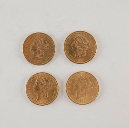 null 4 pièces de 20 Dollars en or. Type Liberty. 1878 - 1893 - 1898 - 1904
