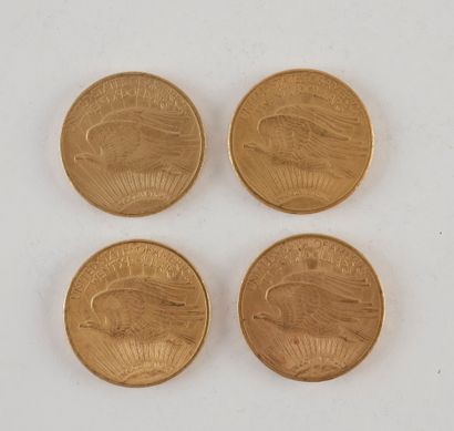 null 4 pièces de 20 Dollars en or. Type Saint Gaudens. 1922 - 1923 (2) - 1925.