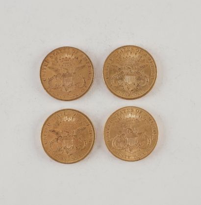 null 4 pièces de 20 Dollars en or. Type Liberty. 1878 - 1893 - 1898 - 1904