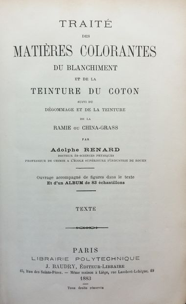 null [TEXTILE]
4 ouvrages anciens sur les matières colorantes de l'industrie du tissu....