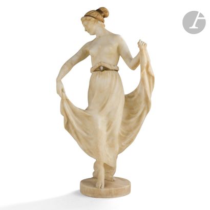  MAX VALENTIN (1875-1921 )DancerSculpture . Proof in alabaster, the belt and hair...