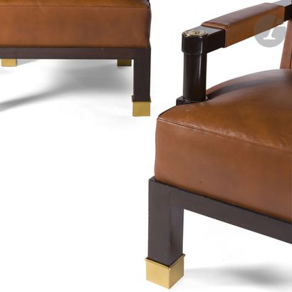 null MODERN WORK AFTER PAUL DUPRÉ-LAFON (1900-1971
)Pair of armchairs, with high...