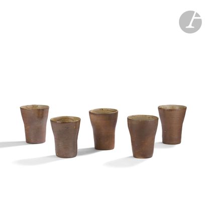 null JEAN & JACQUELINE LERAT (1913-1992) & (1920-2009
)Suite of 5 cups. Stoneware...