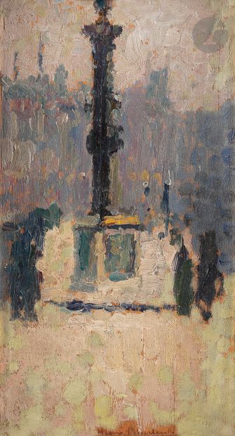 null Henri MARTIN (1860-1943)
Paris, La Place de la Concorde
Huile sur panneau.
Signé...