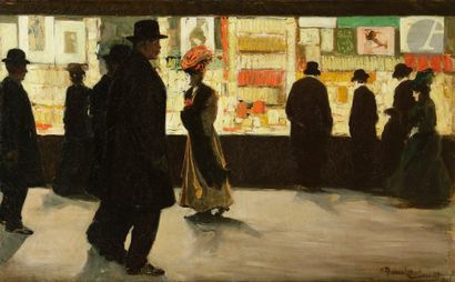  Amédée Julien MARCEL-CLÉMENT (1873-?) Le Libraire, 1917 Huile sur toile. Signée...