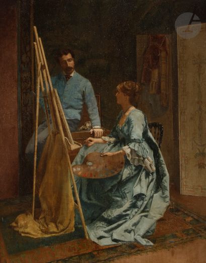 null Théodore Jacques RALLI (1852-1909)
Dans l’atelier, autoportrait de l’artiste...