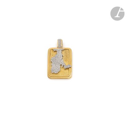 18K (750) gold pendant with Cap Ferrat paved...