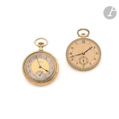 null UTI and anonymous. Circa 1930

Set of two 18K (750) gold pocket watches, painted...