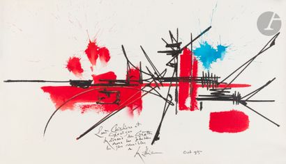 null Georges MATHIEU (1921-2012)
Composition, 1995
Acrylique sur papier.
Signée,...