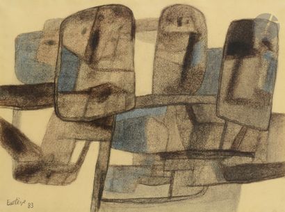 null Maurice ESTÈVE (1904-2001)
Composition n° 2146, 1983
Fusain et crayon.
Signé...
