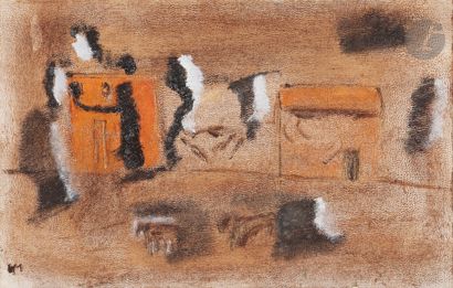null Henri MICHAUX (1899-1984)
Composition, 1974
Huile et acrylique sur toile contrecollée...
