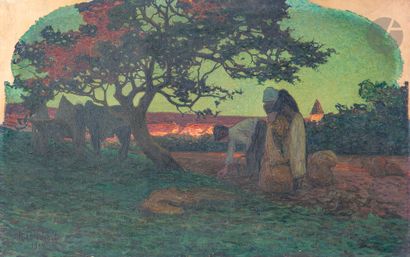 null Raymond THIBÉSART (1874-1963)
Les Glaneuses au crépuscule, 1901
Huile sur toile.
Signée...