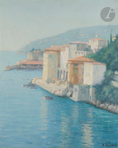 null Raymond THIBÉSART (1874-1963)
Villefranche-sur-Mer
Huile sur toile.
Signée en...