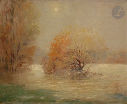 null Paul VOGLER (1852-1904)
Soleil d'hiver
Huile sur toile.
Signée en bas à gauche.
65...