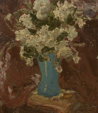  Georges Pierre H. BOUCHE (1874-1941) Vase de fleurs Huile sur toile. Non signée....