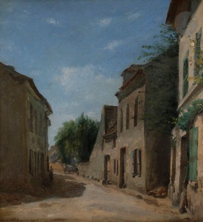 Adolphe Félix CALS (1810-1880) Rue de village,...