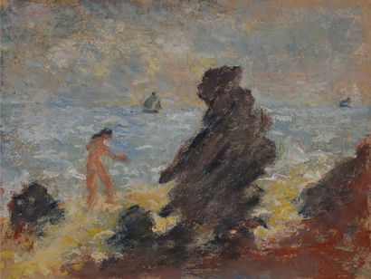  Marc MOUCLIER (1866-1948) Paysages et bord de mer, 1940-45 7 gouaches sur carton...
