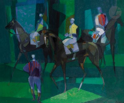 Camille HILAIRE (1916-2004) Paddock Huile...