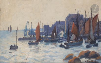 Étienne BOUILLE (1858-1933) Port breton Huile...