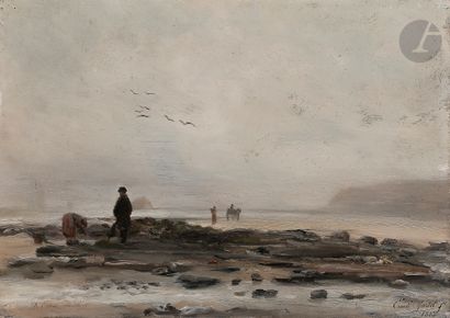 null Émile MARTEL (Actif à la fin du XIXe siècle)
Pêche au coquillage en mer du Nord,...