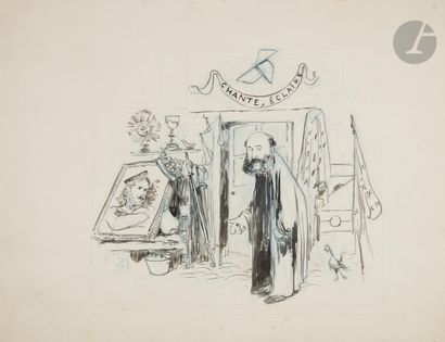  Jean VEBER (1864-1928) Les Brocanteurs Encre et crayon bleu. Non signée. 24 x 31...