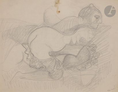  Pierre Jacob known as TAL-COAT (1905-1985 )Erotic scenePencil and eraser. Signed...