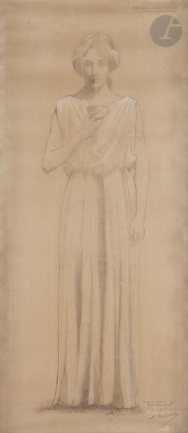 null Alphonse OSBERT (1857-1939
)Woman holding a cup, study of clothing for The Source,...