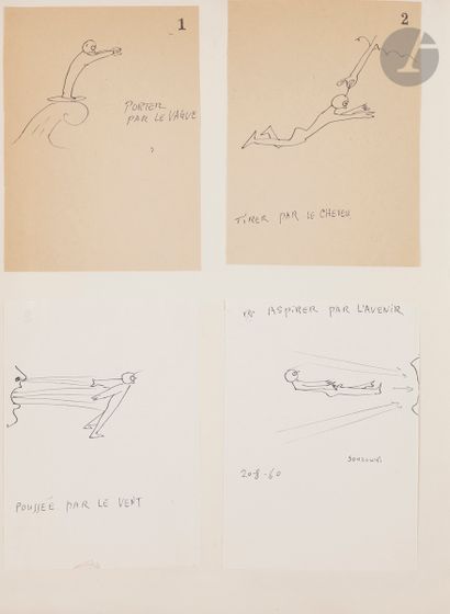 null Ruytchi SOUZOUKI (1902-1985
)Two albums of drawings - Animals, paintings, sketches,...
