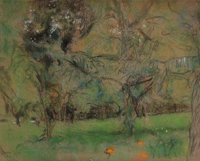 null Edouard VUILLARD (1868-1940
)Le Pré orange, circa 1932-38Pastel
.
Monogrammed...