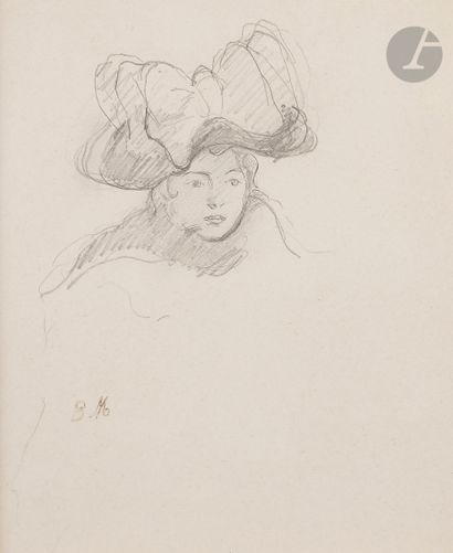null Berthe MORISOT (1841-1895)
Portrait de jeune fille au chapeau
Mine de plomb.
Timbrée...