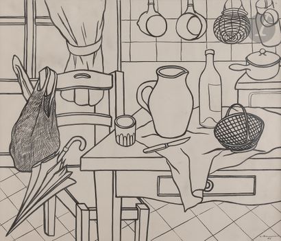 Georges BAUQUIER (1910-1997
)Corner of kitchen,...