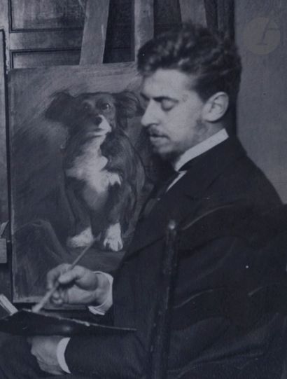  Paul JOUVE (1880-1973) Fafa, vers 1900 Pastel sur toile. Signé en bas à gauche....