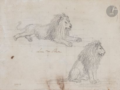 null Antoine-Louis BARYE (1795-1875
)Lion of PersiaLead
.
Stamp of the workshop in...