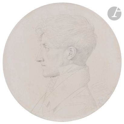 null Jean-Auguste INGRES (1780-1867)
Portrait en buste de profil vers la gauche de...