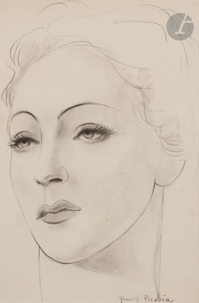  Francis PICABIA (1879-1953) Portrait de femme, vers 1936-39 Crayon noir. Signé en...