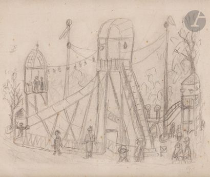 null Jean Puni dit POUGNY (1892-1956)
La Fête foraine.
Crayon noir.
Timbré en bas...