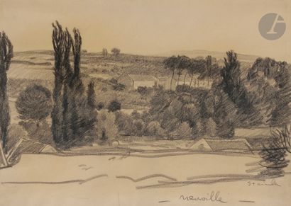 null Théophile Alexandre STEINLEN (1859-1923
)View of NeuvilleChalkboard
and estompe.
Signed...