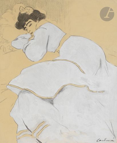 null Juan CARDONA LLADOS (1877-1958
)Young sleeping womanInk
, gouache and charcoal.
Signed...