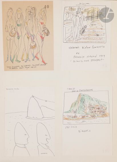 null Ruytchi SOUZOUKI (1902-1985
)Two albums of drawings - Animals, paintings, sketches,...