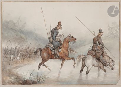 null Attributed to Jacques François SWEBACH DESFONTAINES (1768-1833
)The Cossacks'...